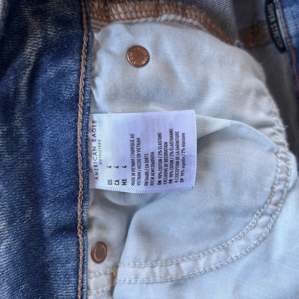 American Eagle Womens 4 Curvy Hi-Rise Mini Super Stretch Blue Jean Skirt‎ Y2K - Picture 7 of 9